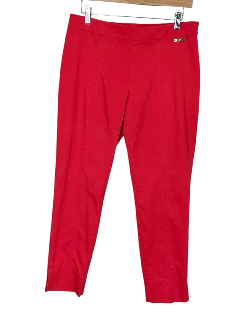 Tory Burch Coral Red Flat Front Ankle Pants Size 6